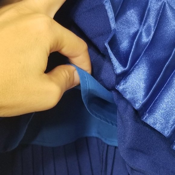Betsey Johnson NEW Royal Blue Coquette Satiny Pleated Neck Hem Wool Blend 2 NWT - Picture 7 of 12